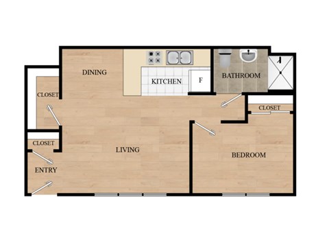 a floor plan of a living room with a kitchen and a dining room